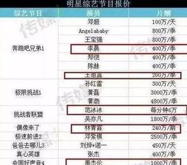 明星价格表,一窥娱乐圈明星出场费背后的秘密